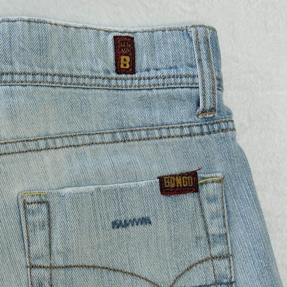 VTG Y2K Bongo Low Rise Light Wash Denim Micro Mini Shorts Size 3 Booty Frayed - Picture 6 of 8
